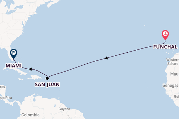 Eastern Caribbean from Funchal, Madeira, Portugal with the MSC Grandiosa