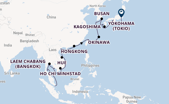 Oost-Azië vanaf Singapore, Singapore met de Nautica