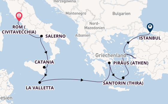 Mittelmeer ab Civitavecchia (Rom), Italien auf der Norwegian Viva