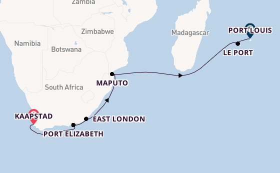 Zuidelijk Afrika vanaf Kaapstad, Zuid-Afrika met AIDAblu