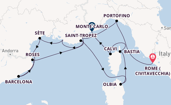 Western Mediterranean from Rome (Civitavecchia), Italy with the Seabourn Ovation 