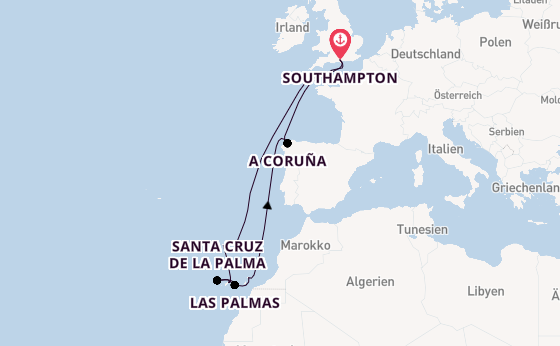 Kanarische Inseln ab Southampton, Großbritannien auf der Ventura