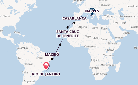 Transatlantic from Rio de Janeiro, Brazil with the MSC Divina
