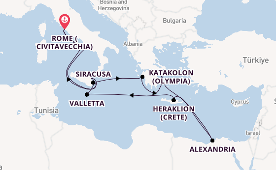Mediterranean Sea from Rome (Civitavecchia), Italy with the Azamara Onward