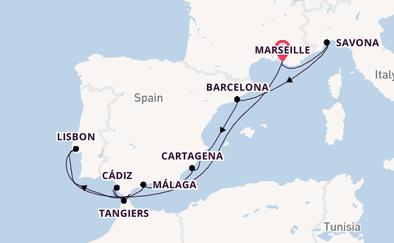 Western Mediterranean from Marseille, France with the Costa Diadema