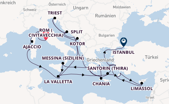 Mittelmeer ab Civitavecchia (Rom), Italien auf der Enchanted Princess