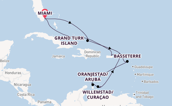 Caribbean from Miami, Florida, USA with the Silver Ray