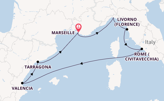 Western Mediterranean from Marseille, France with the MSC Lirica