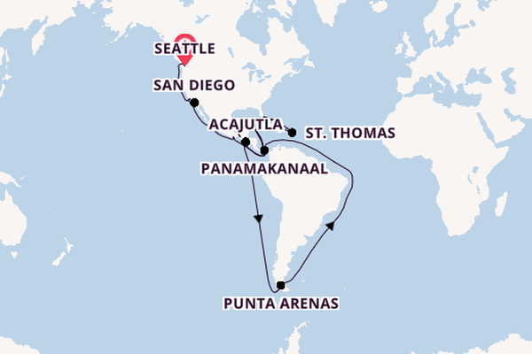 Caribbean vanaf Seattle, Verenigde Staten met de Eurodam