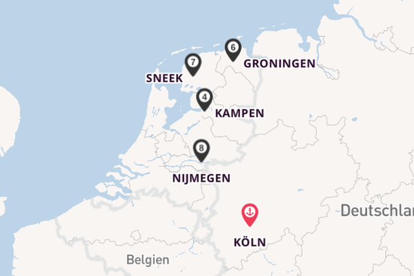 Rhein ab Köln, Deutschland auf der MS VistaGracia
