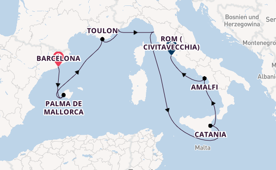Westliches Mittelmeer ab Barcelona, Spanien auf der Mariner of the Seas