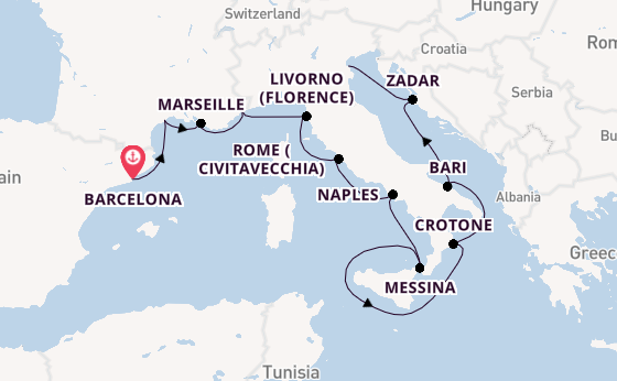 Western Mediterranean from Barcelona, Spain with the Viking Sky