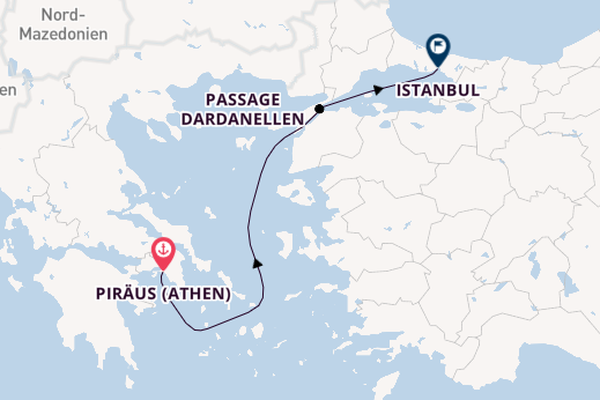 Östliches Mittelmeer ab Piräus (Athen), Griechenland auf der Costa Fortuna