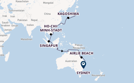 Australien ab Tokio, Japan auf der Grand Princess