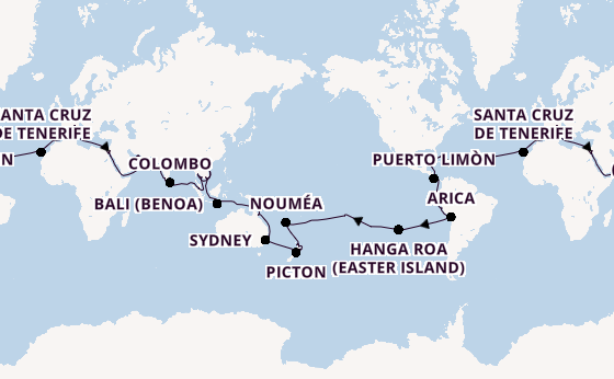 Round-the-World Trip from Barcelona, Spain with the MSC Magnifica