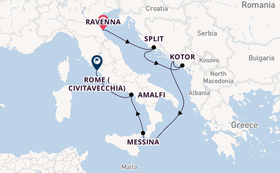 Mediterranean Sea from Ravenna, Italy with the Explorer of the Seas