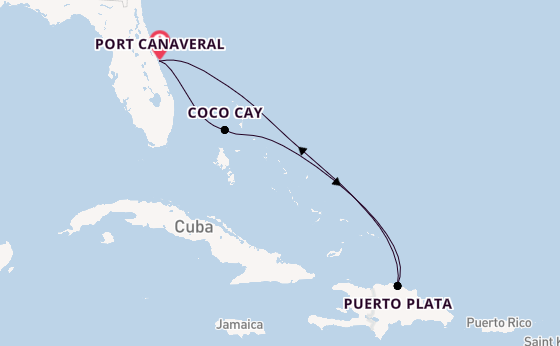 Caribbean from Port Canaveral, Florida, USA with the Adventure of the Seas