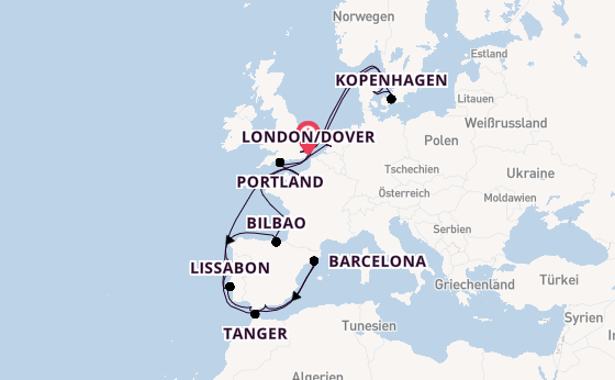 England ab London/Dover, Großbritannien auf der Nieuw Statendam