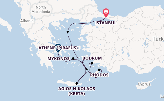 Oostelijke Middellandse Zee vanaf Istanbul, Turkije met de EXPLORA II