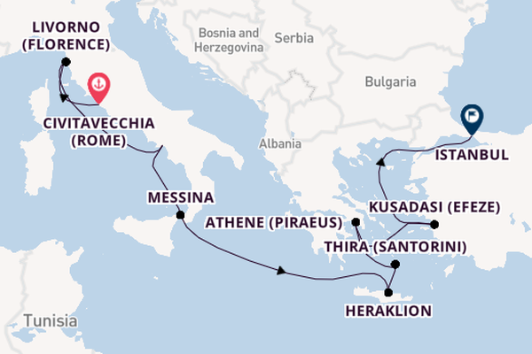 Middellandse Zee vanaf Civitavecchia (Rome), Italië met de Norwegian Viva