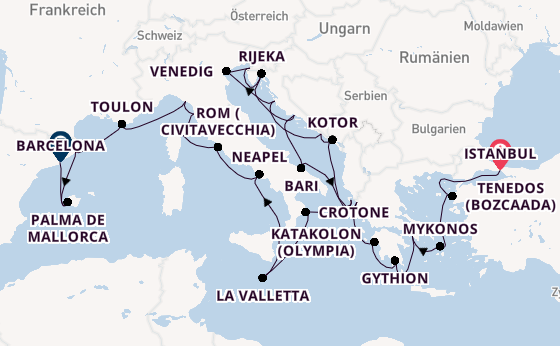 Mittelmeer ab Istanbul, Türkei auf der Sirena