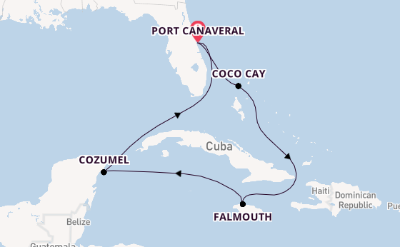 Caribbean from Port Canaveral, Florida, USA with the Harmony of the Seas