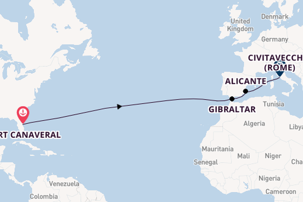 trans-Atlantisch vanaf Port Canaveral, Verenigde Staten met de Norwegian Epic