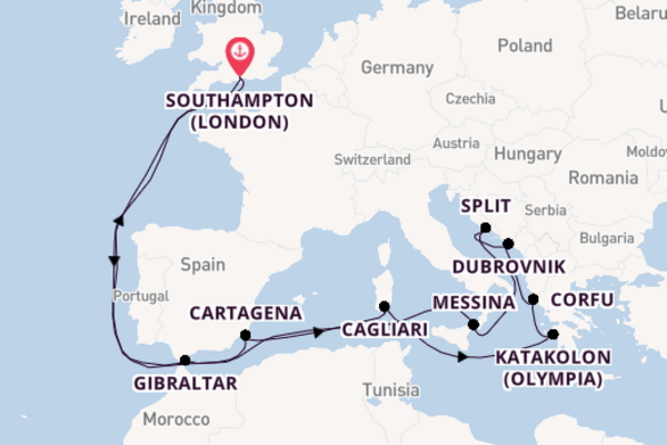 Mediterranean From Southampton with the Aurora
