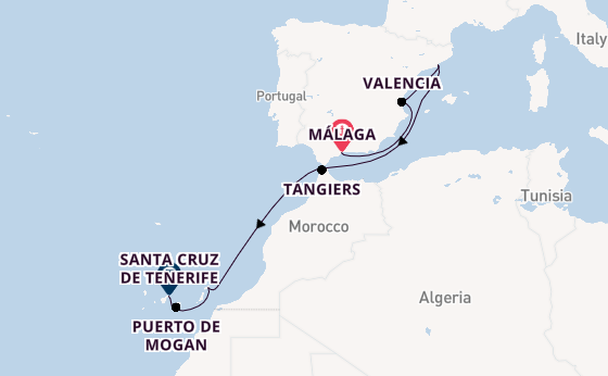 Western Mediterranean from Málaga, Spain with the Azura