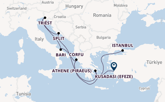 Middellandse Zee vanaf Istanbul, Turkije met de MSC Splendida