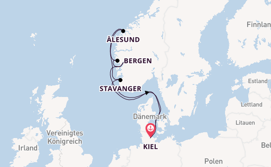Norwegen ab Kiel, Deutschland auf AIDAperla