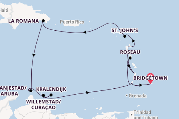 Südliche Karibik ab Bridgetown, Barbados auf AIDAperla
