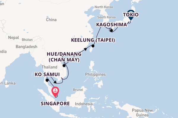 Oost-Azië vanaf Singapore, Singapore met de Coral Princess