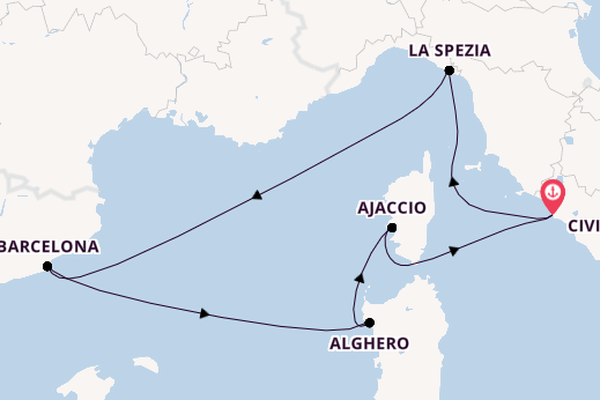 Western Mediterranean from Rome (Civitavecchia), Italy with the Queen Elizabeth