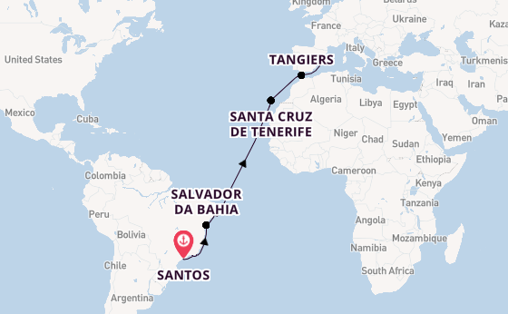 Transatlantic from Santos, Brazil with the MSC Virtuosa