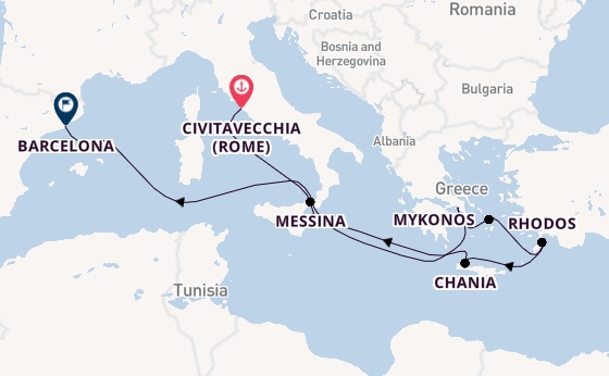 Middellandse Zee vanaf Civitavecchia (Rome), Italië met de Disney Wish