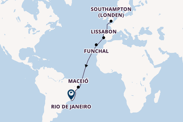 trans-Atlantisch vanaf Southampton (Londen), Engeland met de MSC Meraviglia