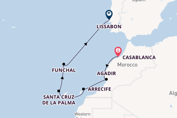 Canarische Eilanden vanaf Casablanca, Marokko met de EXPLORA II