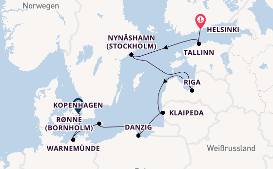 Ostsee ab Helsinki, Finnland auf der Norwegian Jewel
