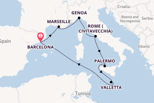 Portofino, Malta & Rome From Barcelona With Stay