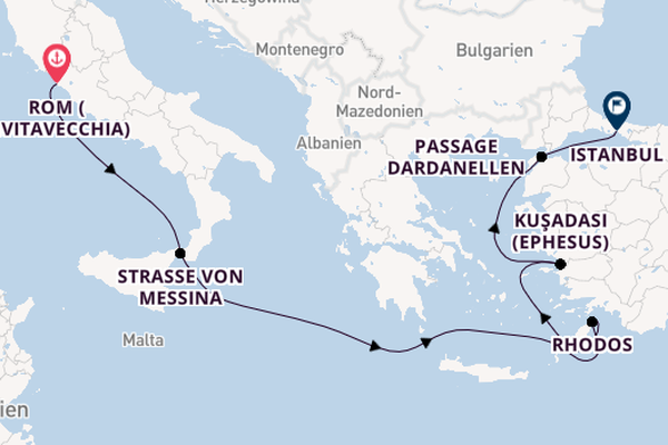Mittelmeer ab Rom (Civitavecchia), Italien auf der Queen Victoria