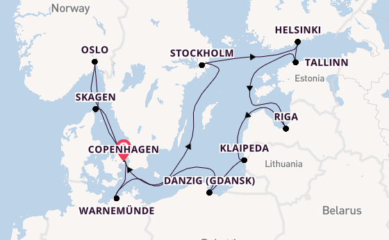 Norway from Copenhagen, Denmark with the Caribbean Princess