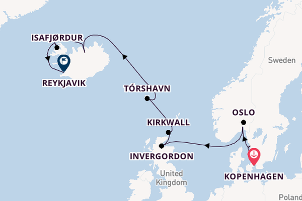 Arctica vanaf Kopenhagen, Denemarken met de Sirena