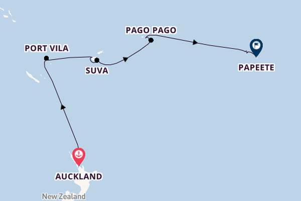 Polynesië vanaf Auckland, Nieuw-Zeeland met de Seven Seas Navigator