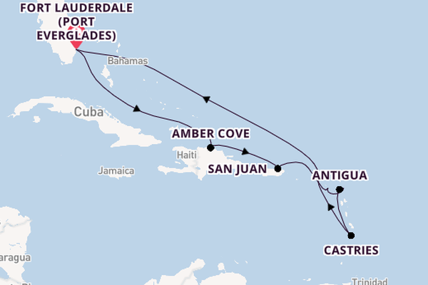 Caribbean from Fort Lauderdale (Port Everglades), Florida, USA with the Enchanted Princess