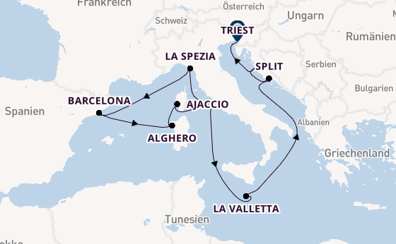 Westliches Mittelmeer ab Civitavecchia (Rom), Italien auf der Queen Elizabeth
