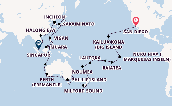 Transpazifik ab San Diego, USA auf der Silver Whisper