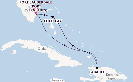 Caribbean from Fort Lauderdale (Port Everglades), Florida, USA with the Adventure of the Seas