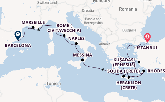 Mediterranean Sea from Istanbul, Turkey with the Viking Sky