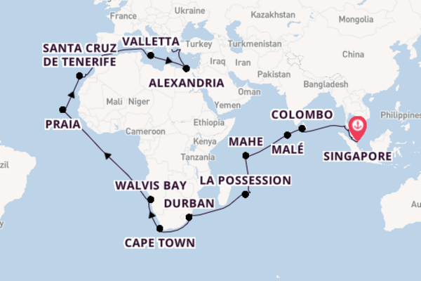 Mediterranean from Singapore, Singapore with the Zuiderdam